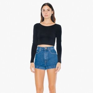 American apparel denim high-waist cuff short
